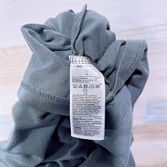 GAP Twist Knot Dress Green Tencel Jersey Stretch Short Sleeve Womens Large - Picture 6 of 7